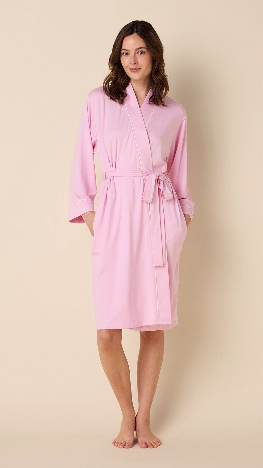 Classic Pima Knit Kimono Robe - Pink Moment Main Pink Moment