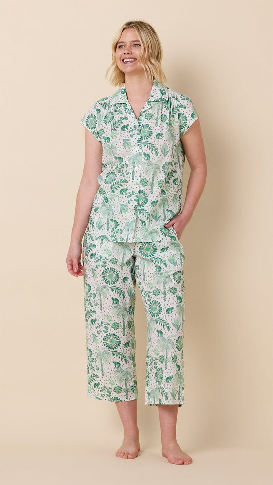 Palmera Luxe Pima Capri Set - Green Hover Wide White