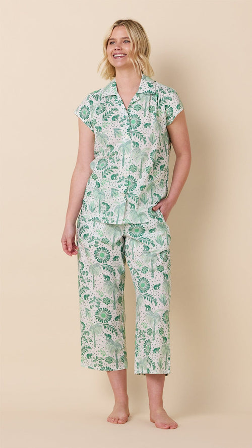 Palmera Luxe Pima Capri Set - Green Hover Wide White