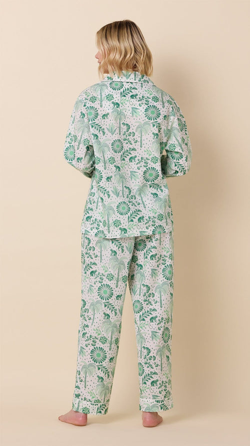 Palmera Luxe Pima Long-Sleeved Pajama - Green Extra White