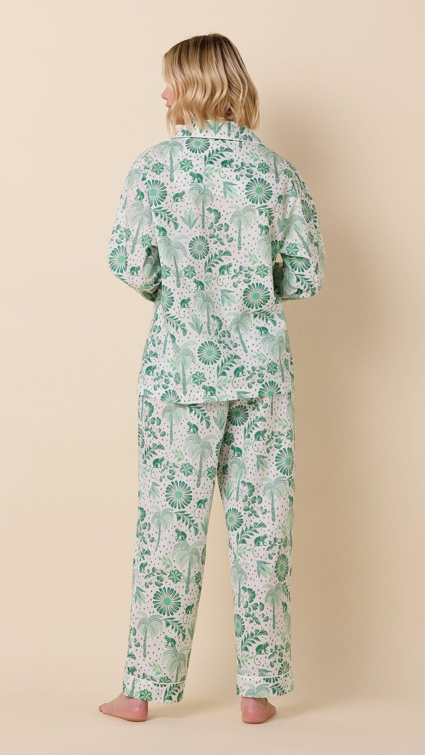 Palmera Luxe Pima Long-Sleeved Pajama - Green Extra White