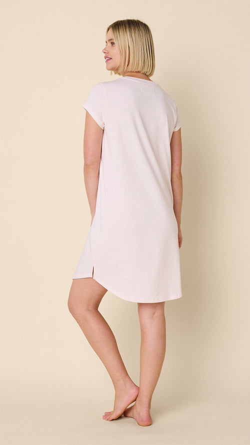 Classic Pima Knit Short-Sleeved Sleep Shirt - Powder Pink Hover Powder Pink