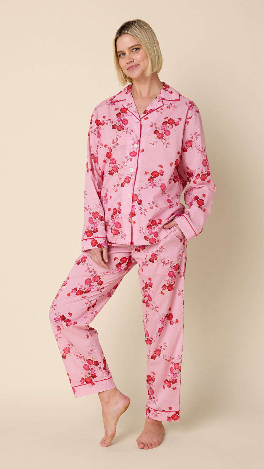 Pink Roses Voile Pajama Main Pink