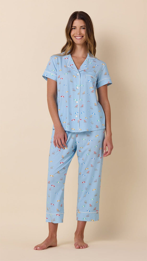 Positano Pima Knit Capri Set Extra Blue