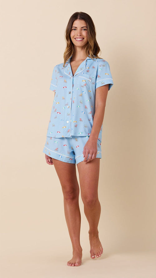 Positano Pima Knit Short Set Hover Blue