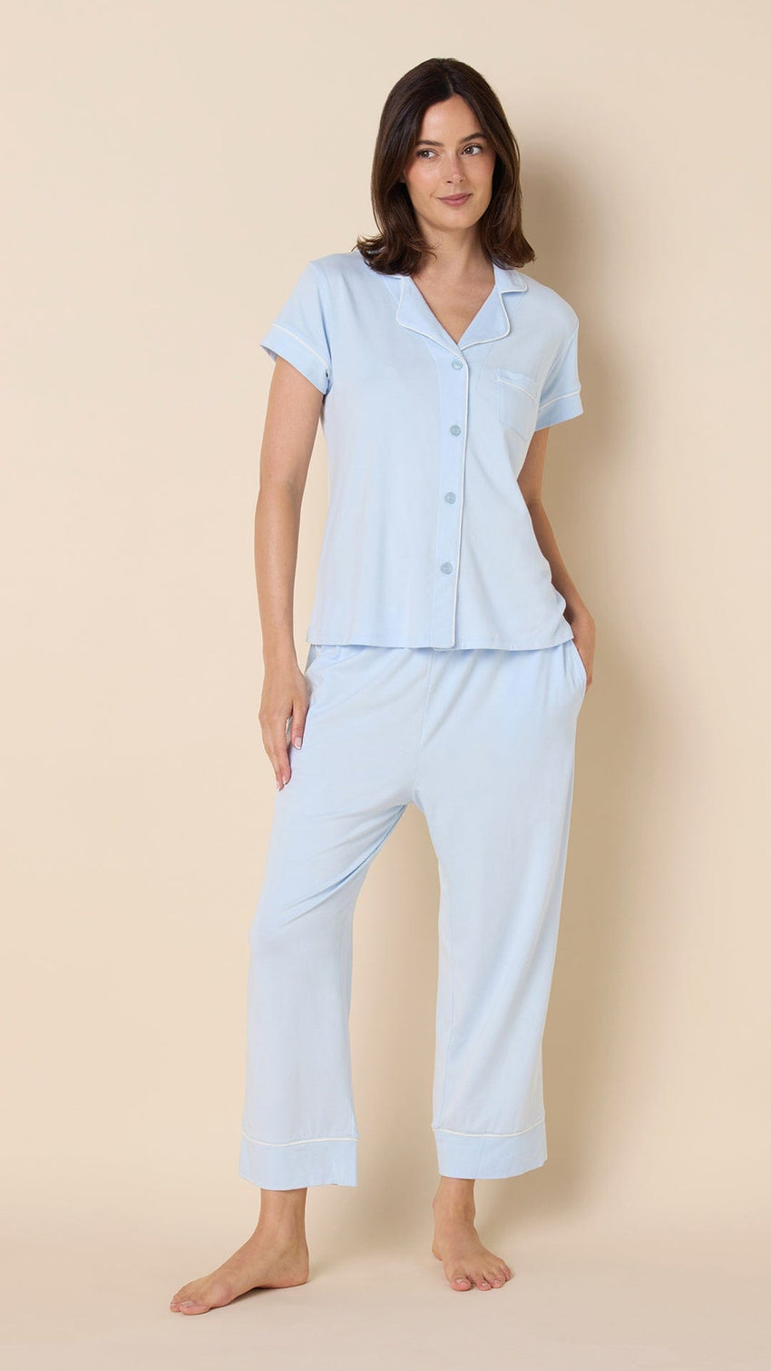 Classic Pima Knit Capri - Powder Blue Extra Powder Blue