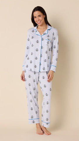 Queen Bee Blue Pima Knit Pajama