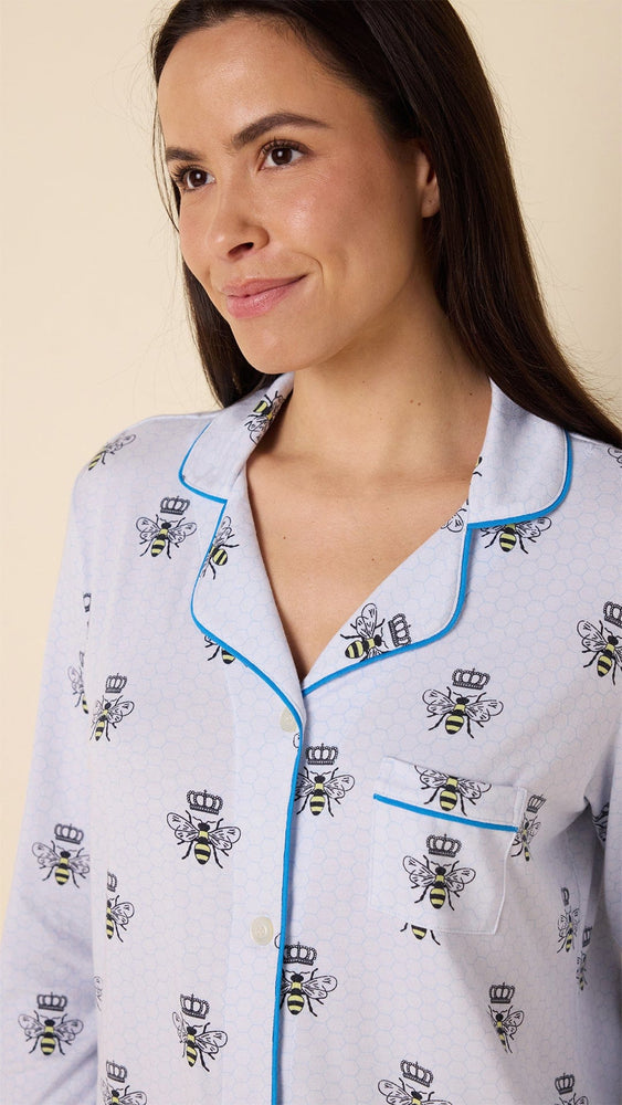 Queen Bee Blue Pima Knit Pajama Blue Extra