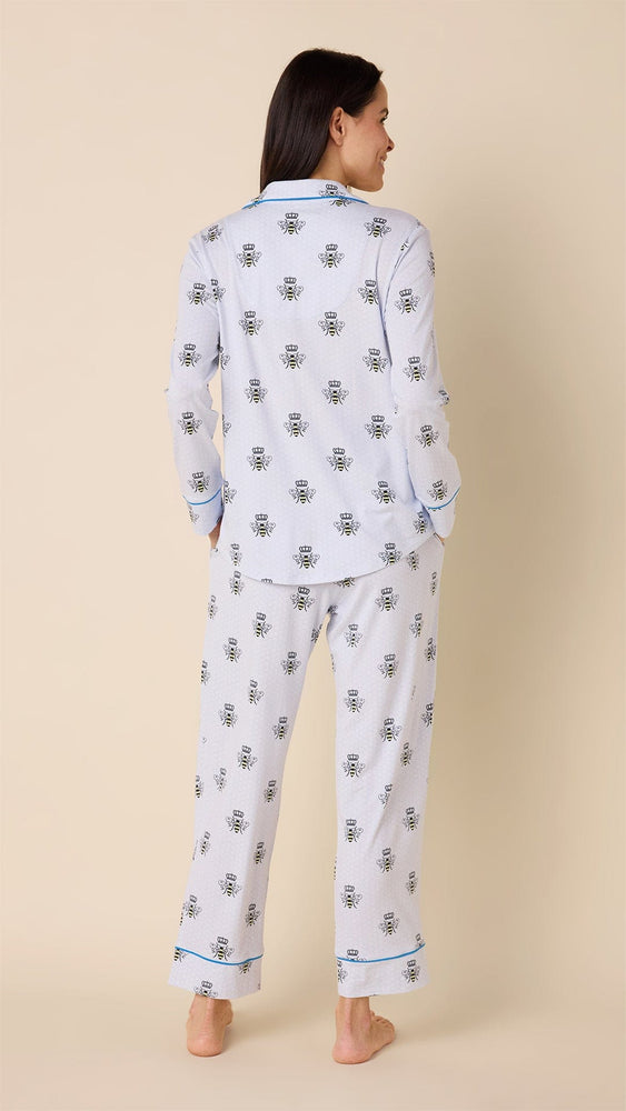 Queen Bee Blue Pima Knit Pajama Blue Hover