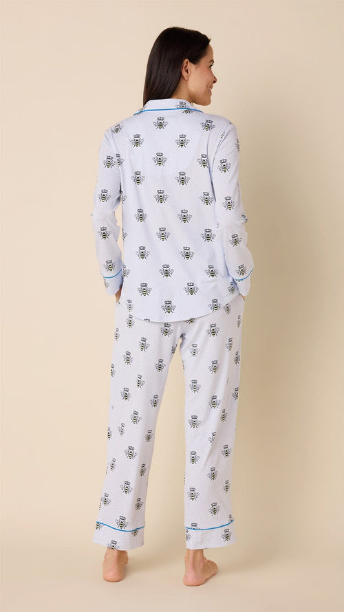 Queen Bee Blue Pima Knit Pajama Blue Hover