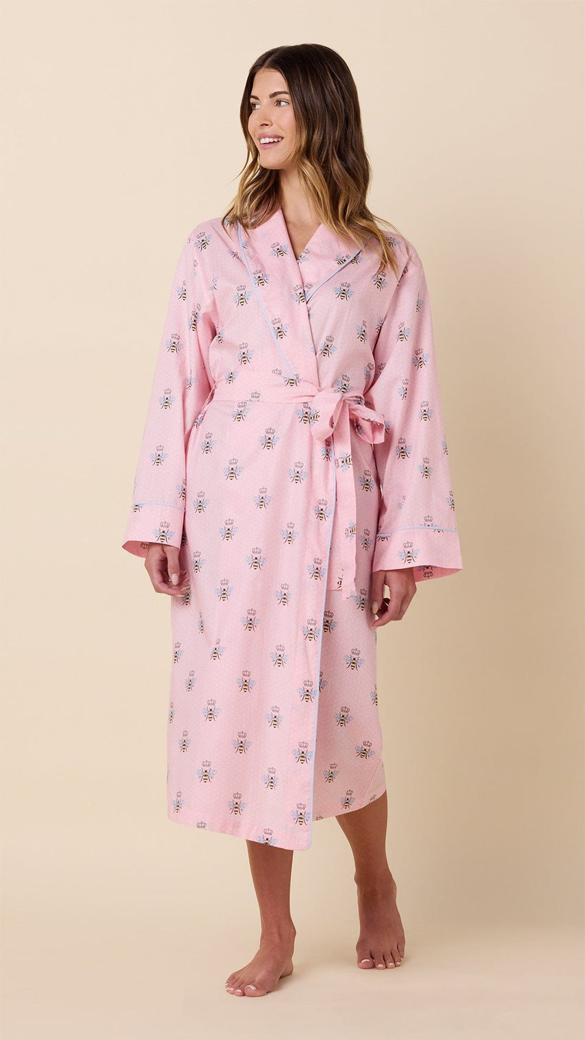 Queen Bee Luxe Pima Shawl Collar Robe - Pink Extra Pink
