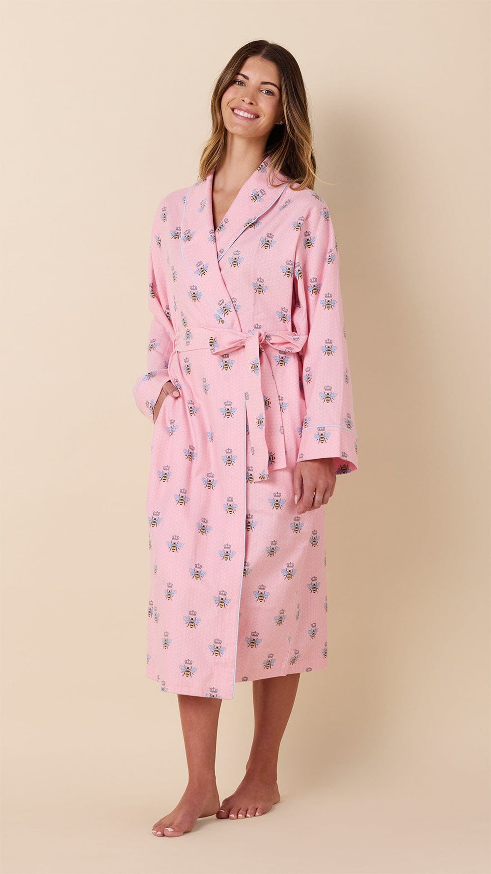 Queen Bee Luxe Pima Shawl Collar Robe - Pink Main Pink