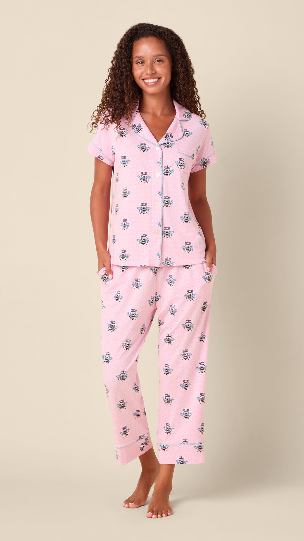 Queen Bee Pima Knit Capri - Pink Main Pink
