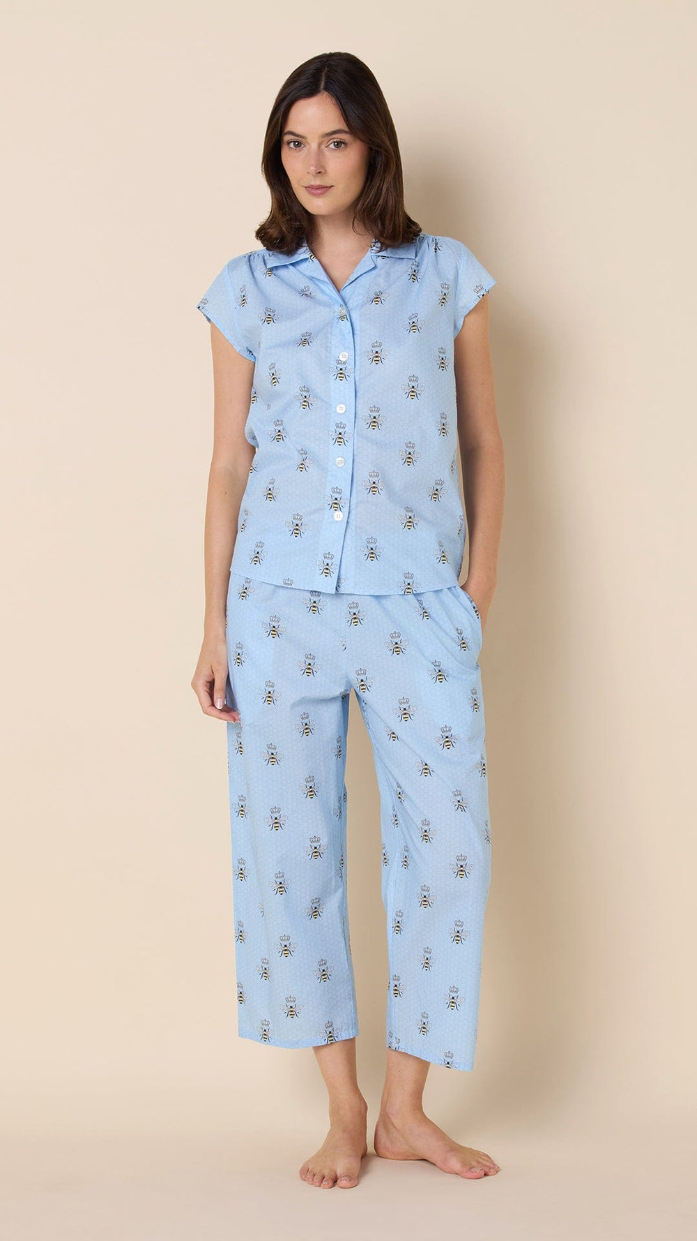 Queen Bee Luxe Pima Capri - Blue Hover Blue