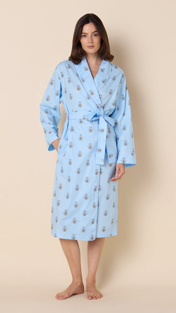 Queen Bee Luxe Pima Shawl Collar Robe -  Blue Hover Blue