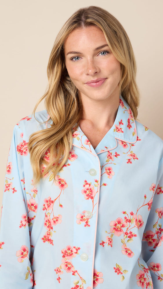 Rosalie Luxe Pima Long-Sleeved Pajama Wide Blue