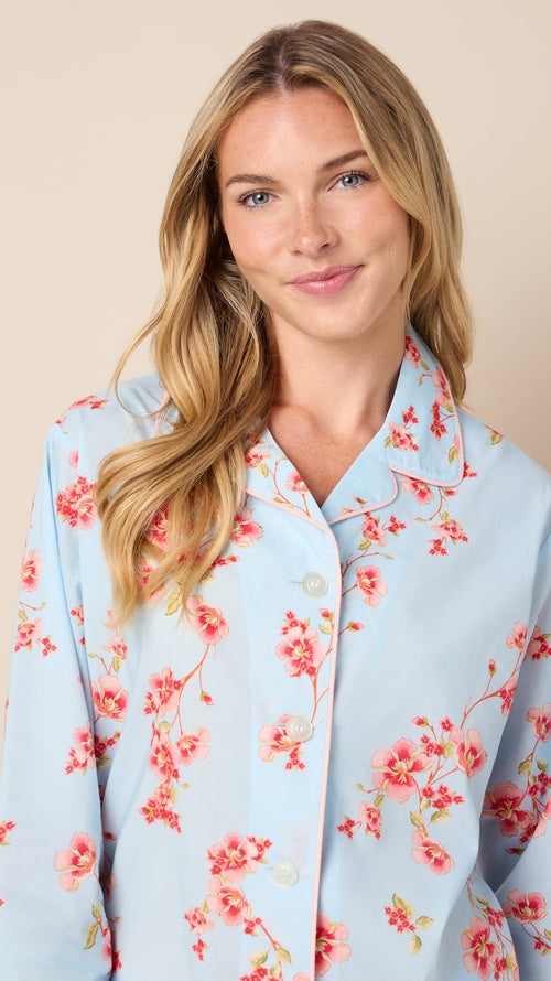 Rosalie Luxe Pima Long-Sleeved Pajama Wide Blue