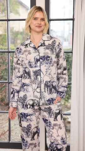 Safari Toile Luxe Pima Cotton Pajama - Blue