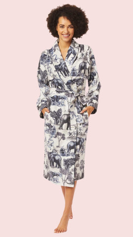 Safari Toile Luxe Pima Shawl Robe