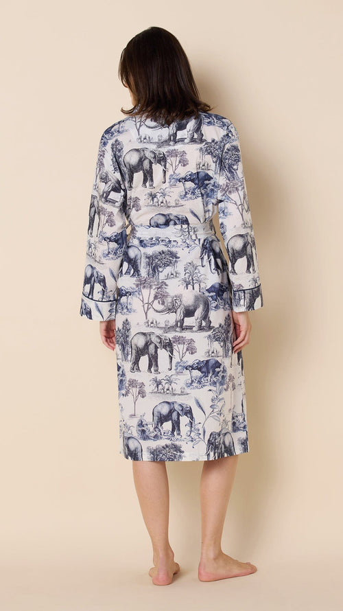 Safari Toile Luxe Pima Shawl Robe Hover White