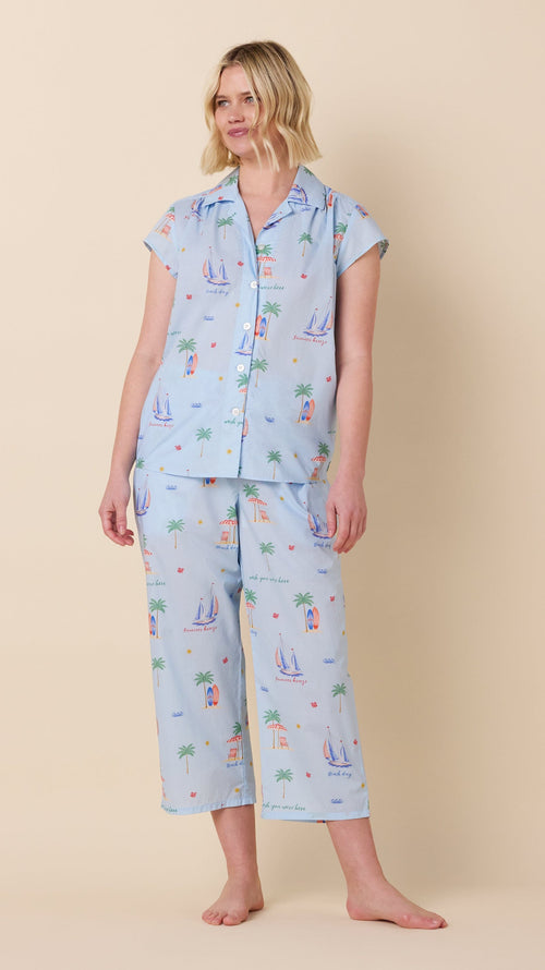 Summer Sailaway Luxe Pima Capri Set Extra Blue