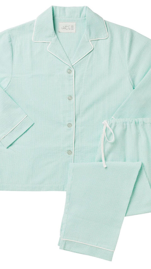 Seersucker Stripe Pajama - Mint Extra Mint