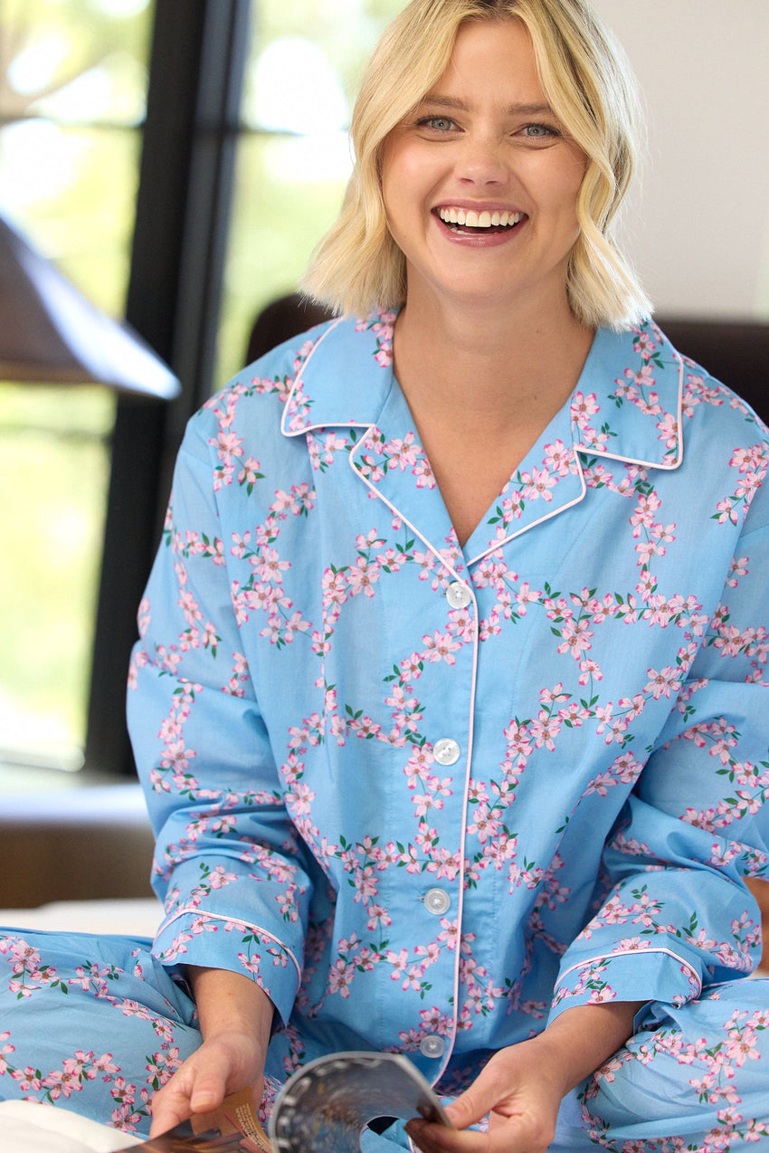 Skyblush Garland Voile Pajama Wide Blue