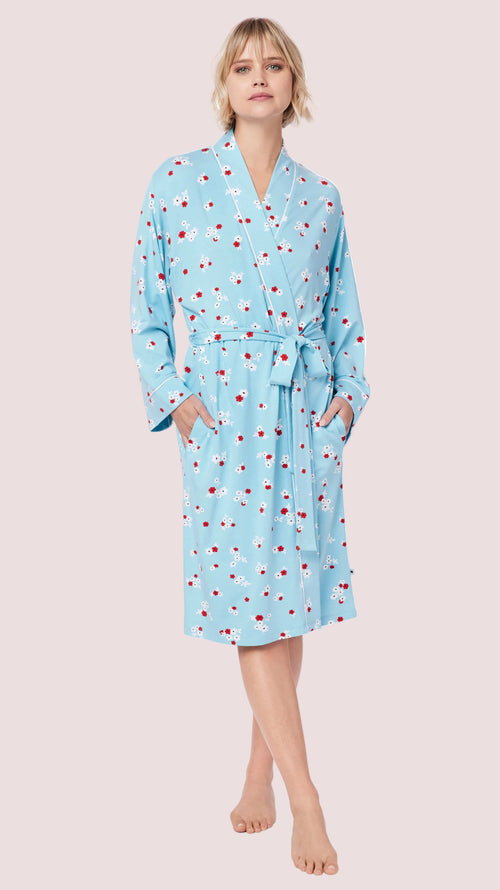 Skye Pima Knit Kimono Robe Main Blue