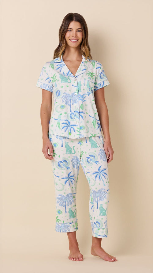 Toucan Terrace Pima Knit Capri Set Main White