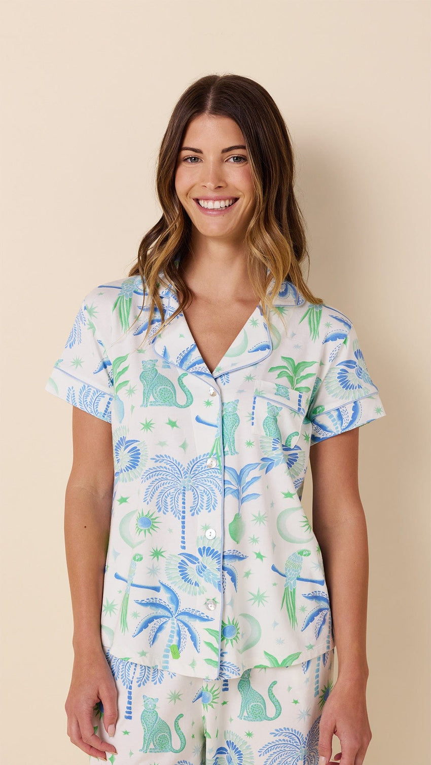 Toucan Terrace Pima Knit Capri Set Extra White