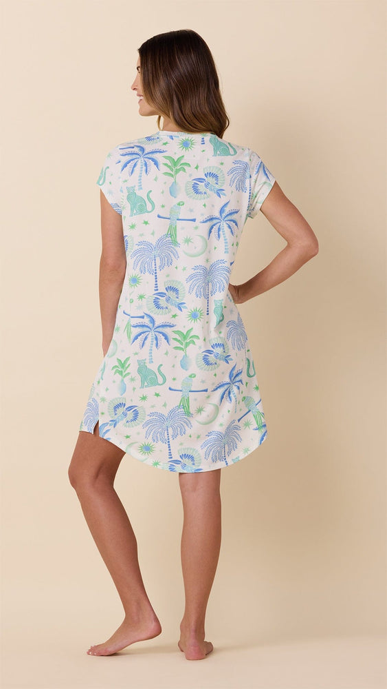 Toucan Terrace Knit Short-Sleeved Sleep Shirt Hover White