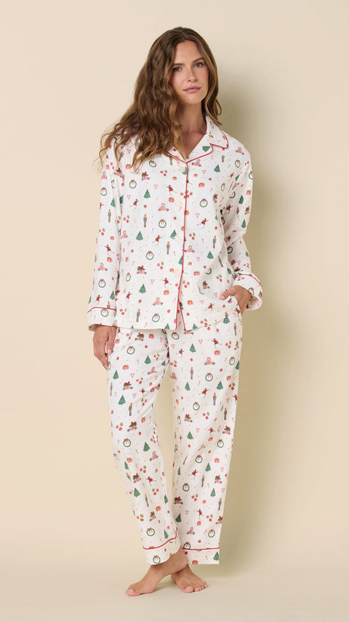 A Very Vintage Christmas Flannel Pajama Extra White
