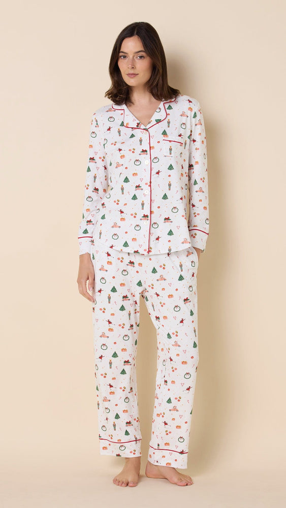 A Vintage Christmas Pima Knit Long-Sleeved Pajama Extra White
