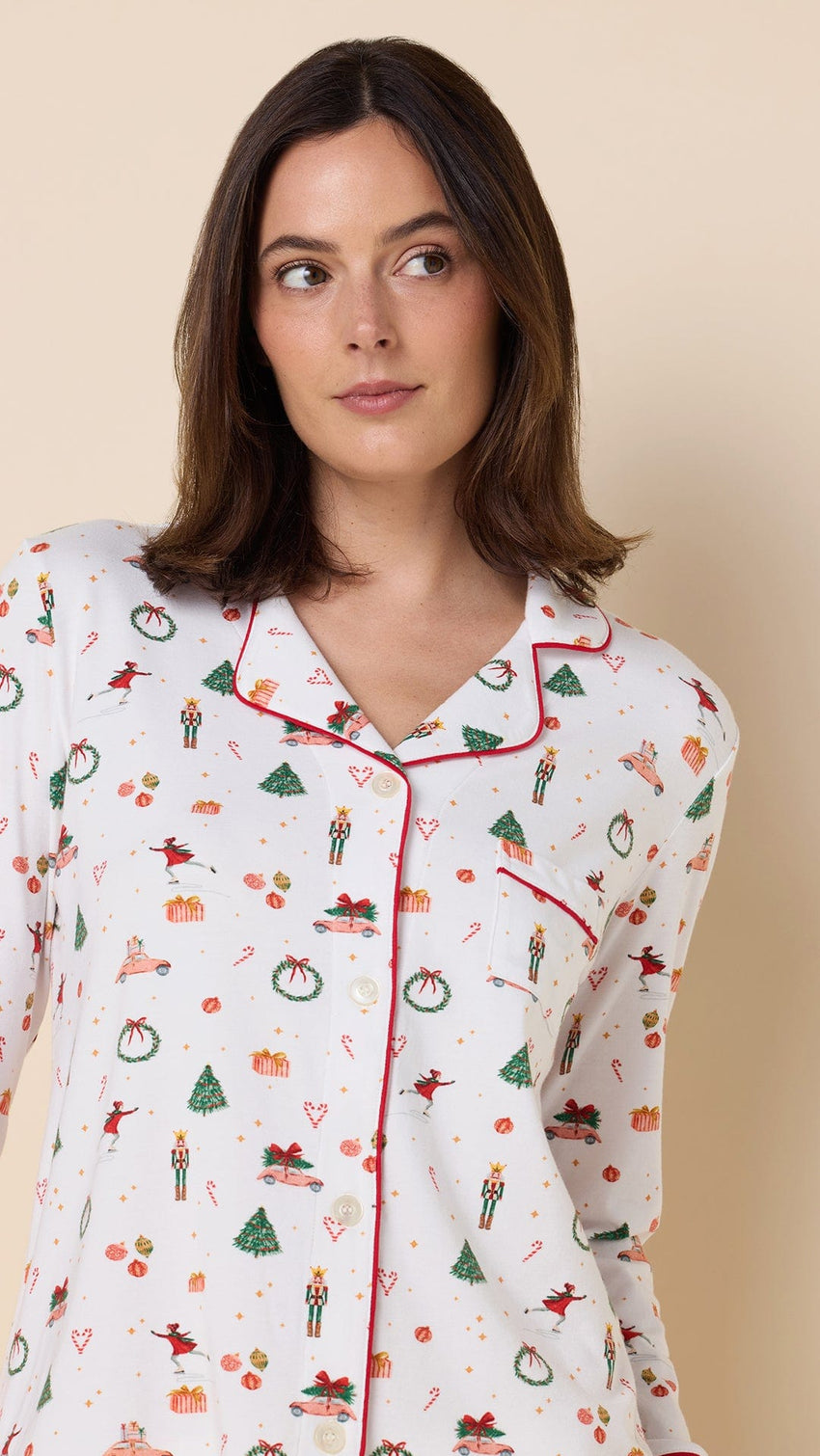 A Vintage Christmas Pima Knit Long-Sleeved Pajama Main White