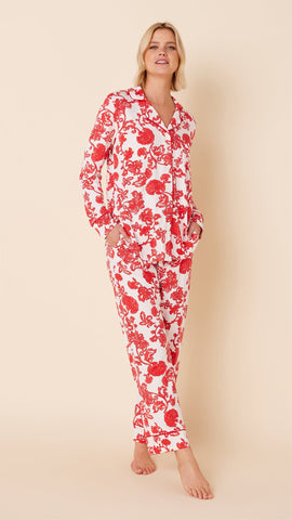 Chrysantheme Pima Knit Pajama - Red