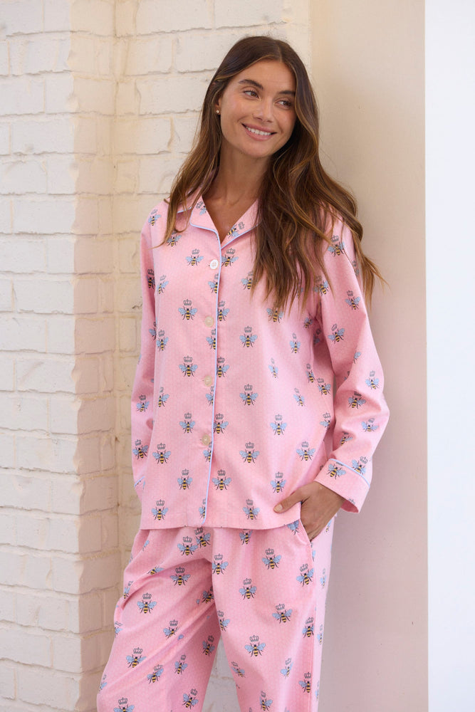 Queen Bee Flannel Pajama - Pink Main Pink