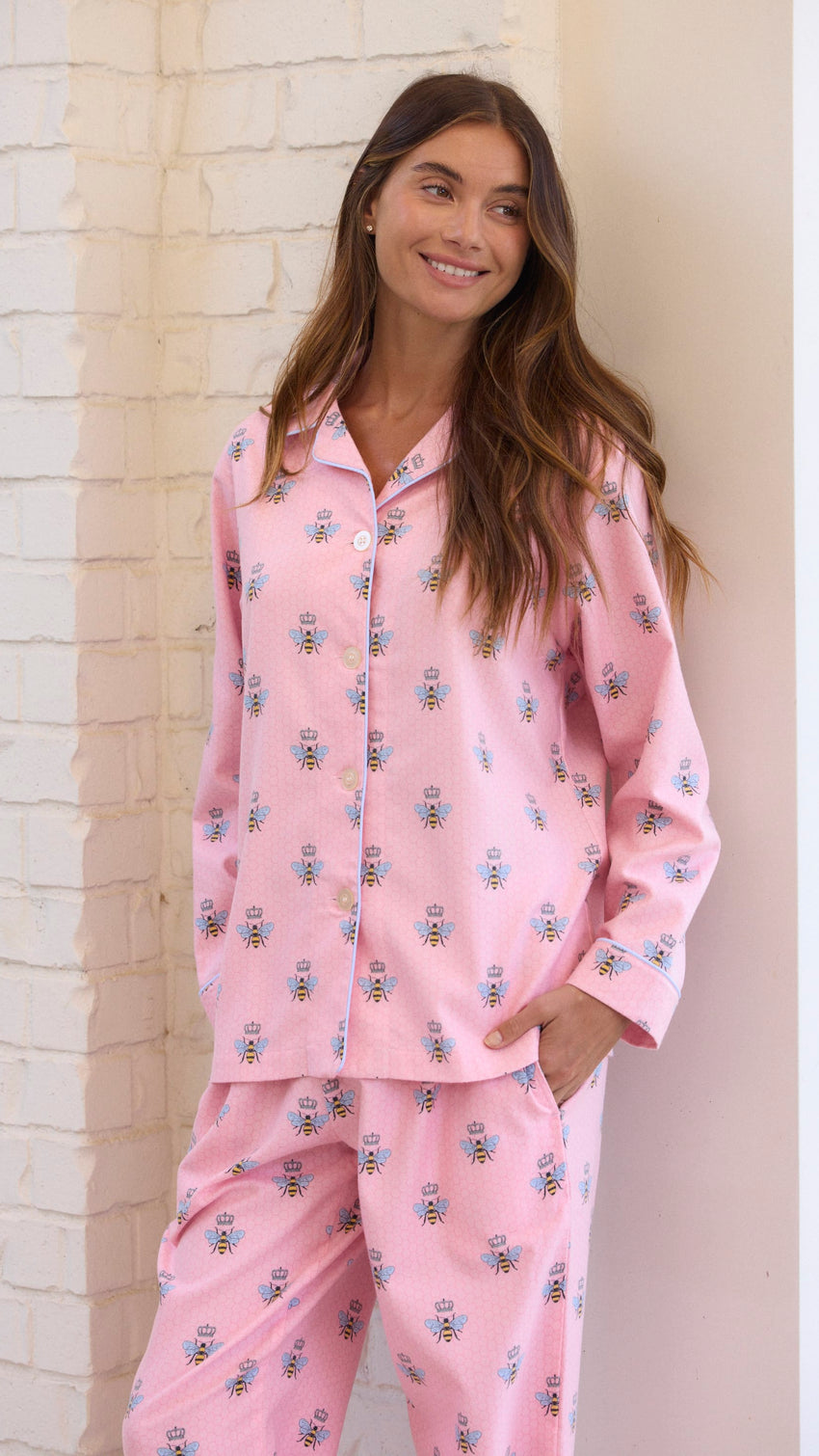 Queen Bee Flannel Pajama - Pink Main Pink