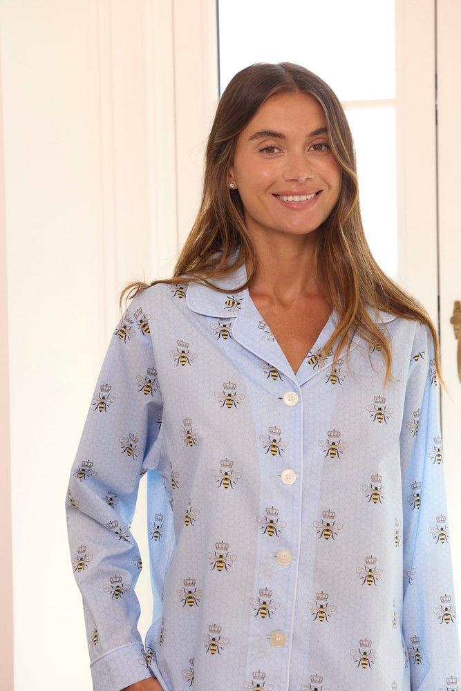 Queen Bee Luxe Pima Pajama - Blue Queen Bee Luxe Pima Pajama - Blue