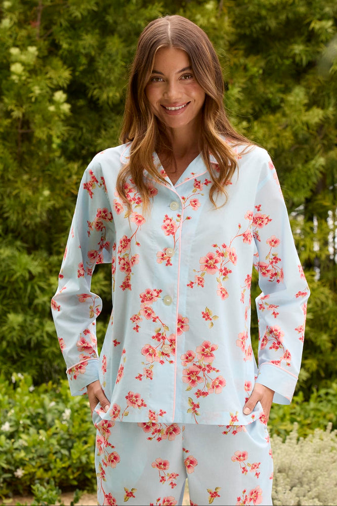 Rosalie Luxe Pima Long-Sleeved Pajama Main Blue