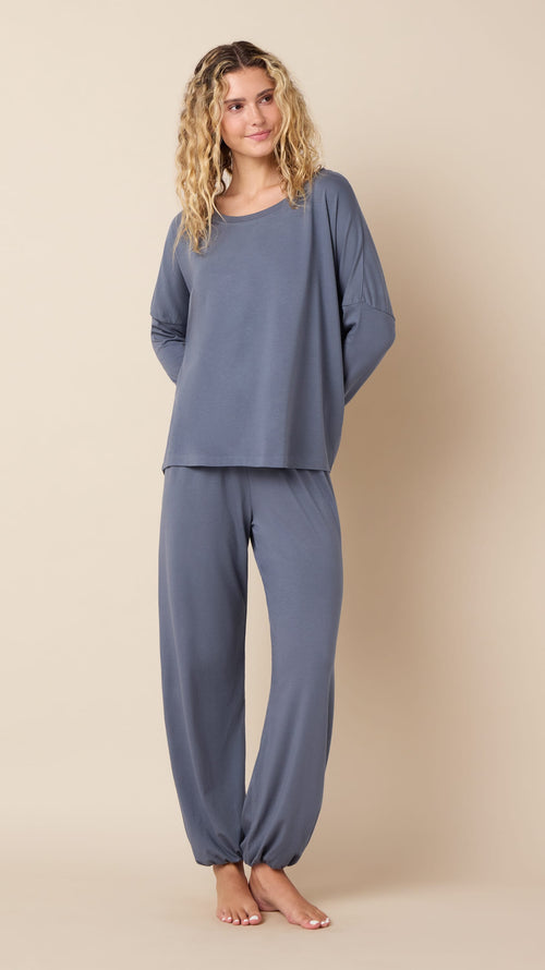 Classic Pima Knit Pullover Set - Steel Grey Main Steel Grey