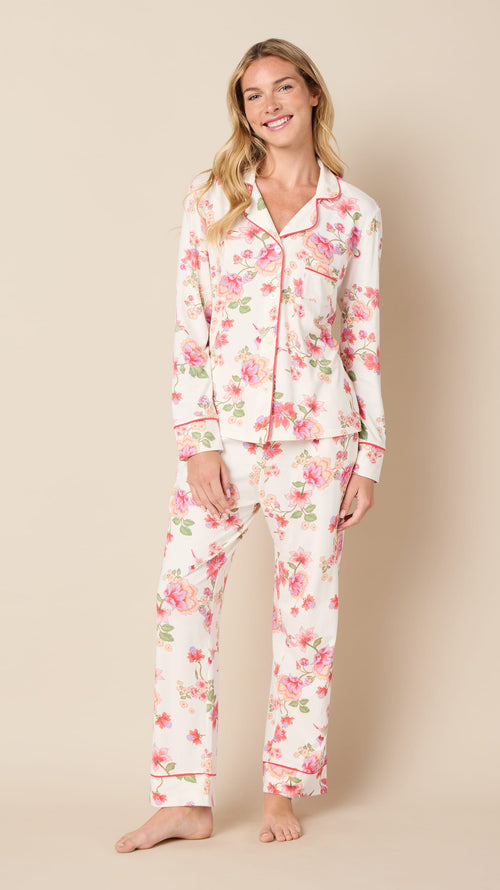 Wing & Bloom Pima Knit Long-Sleeved Pajama Hover White