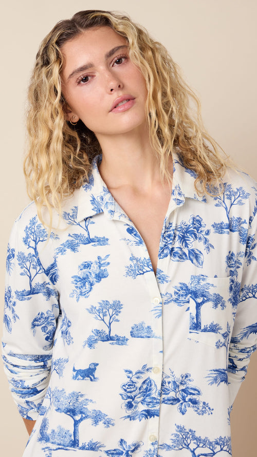 Field & Feather Pima Knit Night Shirt Wide White