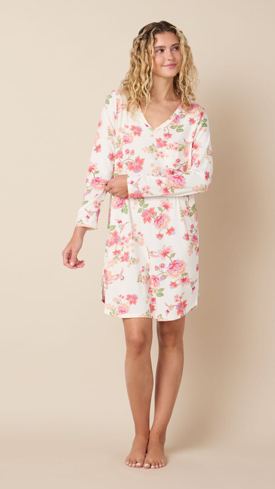 Wing & Bloom Pima Knit Sleep Shirt Hover White