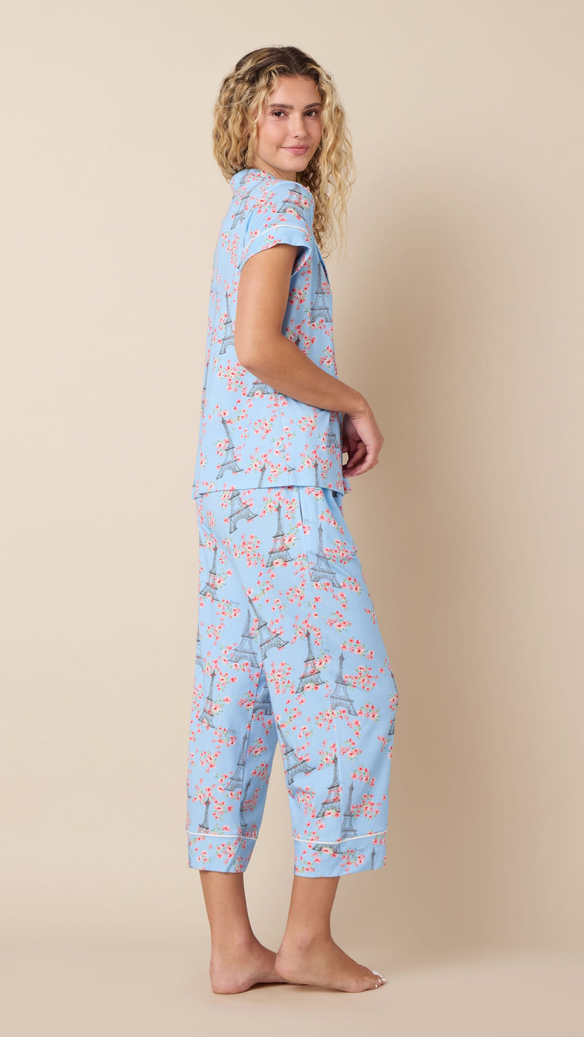 Petals Over Paris Pima Knit Capri Extra Blue