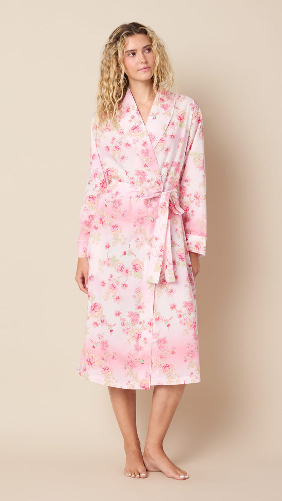Wing & Bloom Luxe Pima Shawl Collar Robe Hover Pink