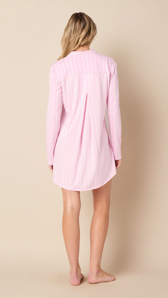 Heritage Stripe Pima Knit Night Shirt - Pink Extra Pink