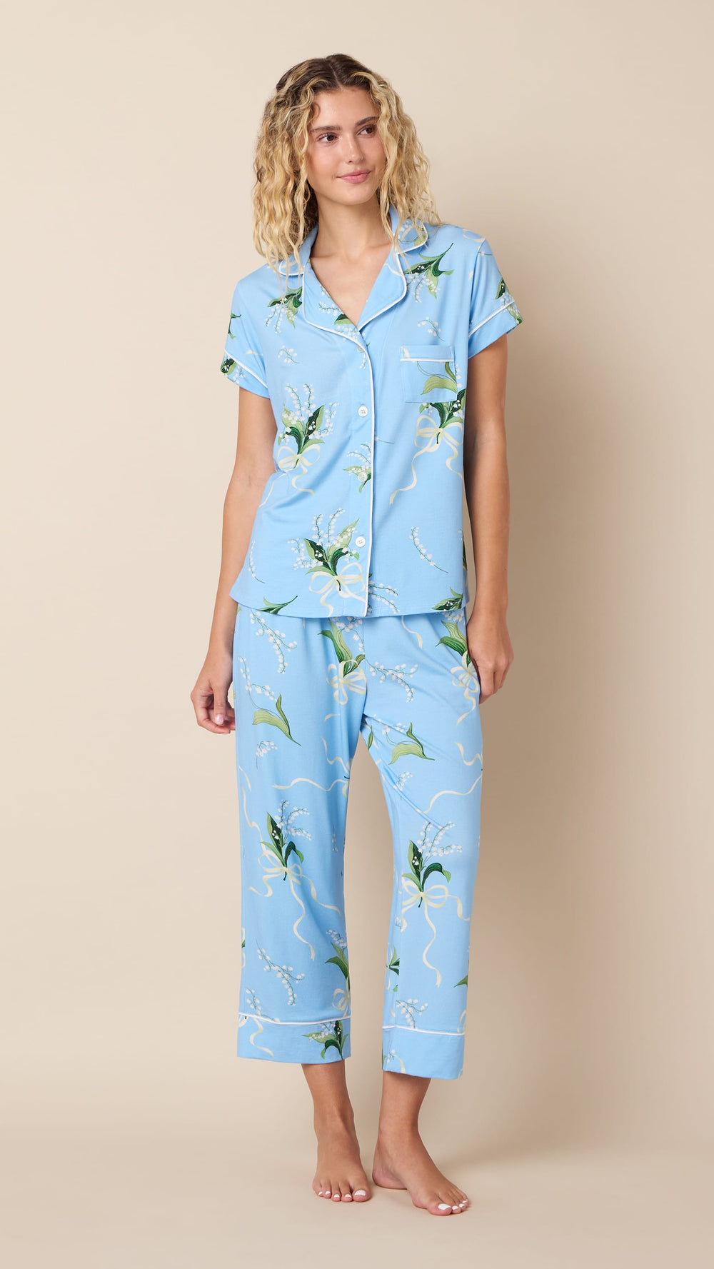 Bouquet & Bow Pima Knit Capri Hover Blue