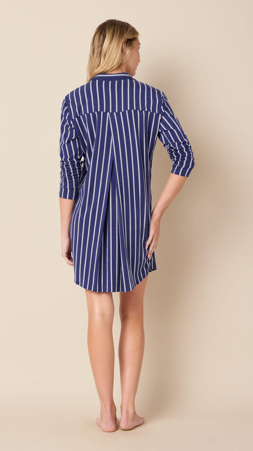 Heritage Stripe Pima Knit Night Shirt - Navy Extra Navy
