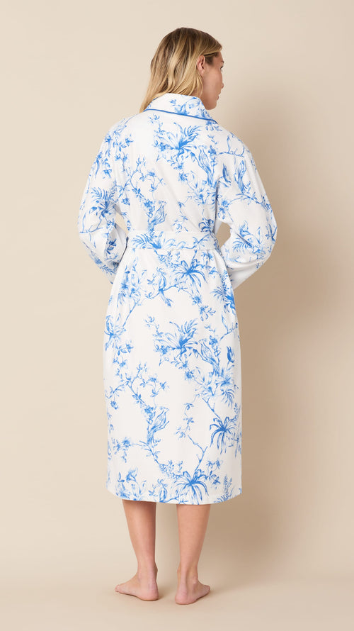 Bluebird Blossom Pima Flannel Shawl-Collar Robe Extra White