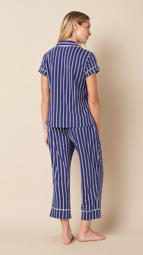 Heritage Stripe Pima Knit Capri - Navy Extra Navy